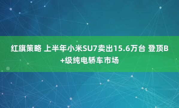 红旗策略 上半年小米SU7卖出15.6万台 登顶B+级纯电轿车市场